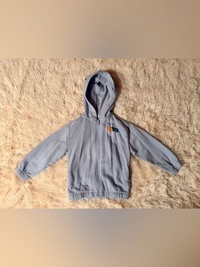 Old Navy Light Blue Hooded Zip Jacket with Colorful 'Love' Embroidery